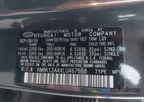 2020 Hyundai Kona Se из США, поврежденный, VIN KM8K12AAXLU467668